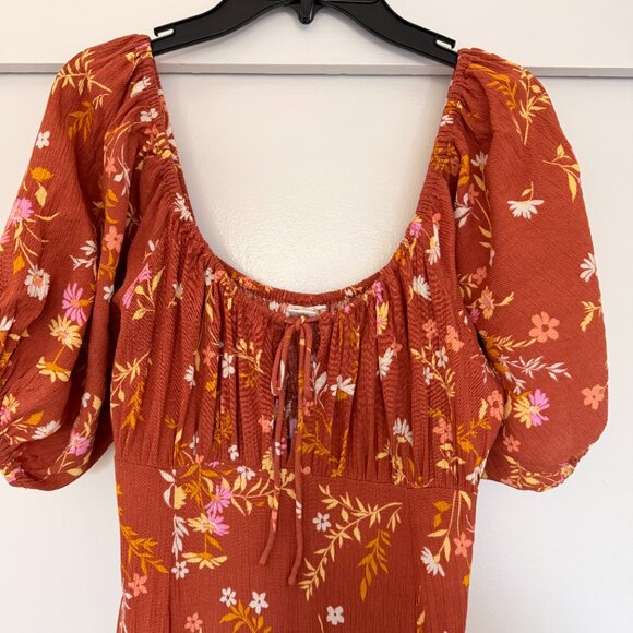 Billabong True Romance Printed Midi Dress in rust orange - Picture 10 of 12